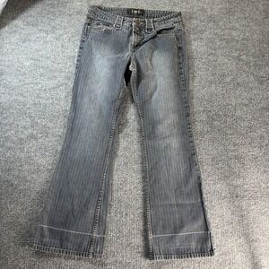 L.e.i. Jeans Juniors 7 Gray Medium Wash Bootcut Denim Embroidered 31x31